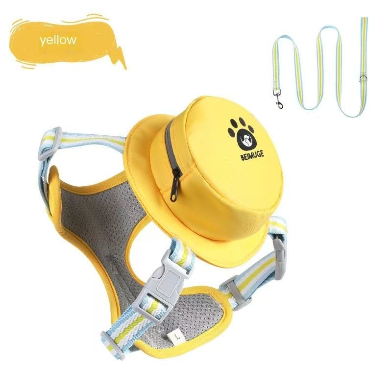 New pet dog dog self-backpack leash Teddy small and medium-sized dog cat vest chest back